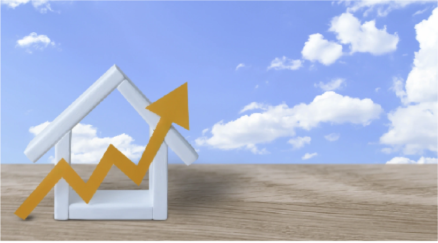 家と上向きの矢印