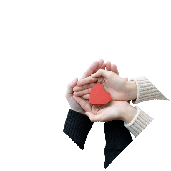 ハートを優しく持つ手