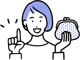 おサイフをもって喜ぶ女性のイラスト